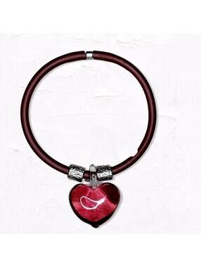 5677gc. Brown Rubber Heart Bracelet